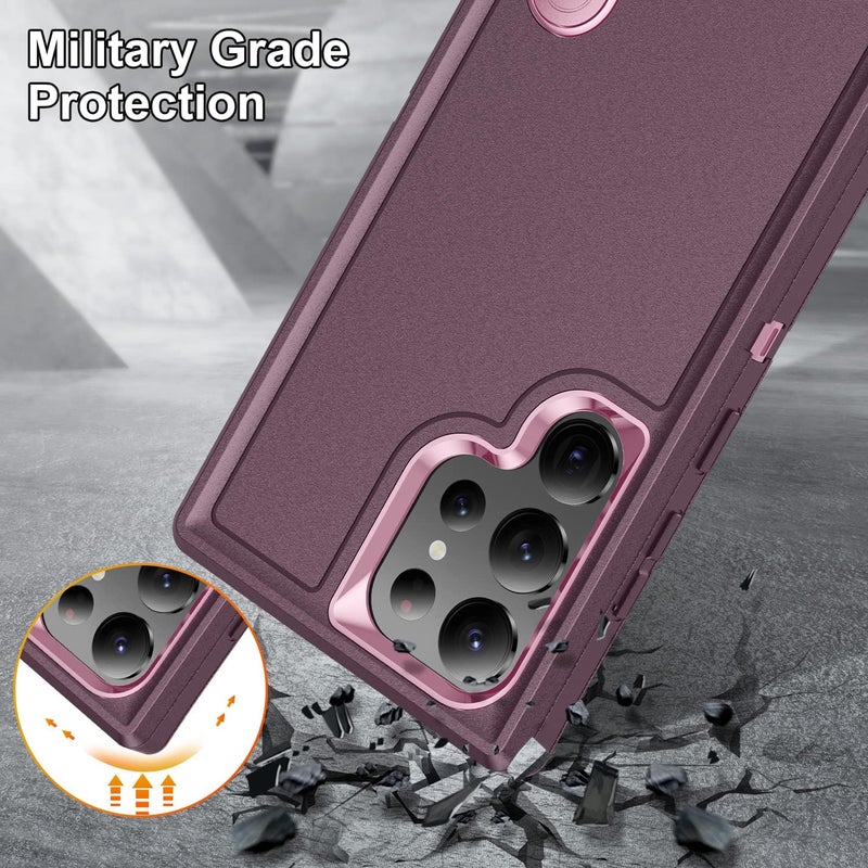 Fucozan for Samsung Galaxy S23 Ultra Case with Kickstand Case 3-Layer Military Grade Protective Case Cover Silicone Heavy Duty Rugged Shockproof for Galaxy S23 Ultra Phone Case (Purple+Pink) - Image 4